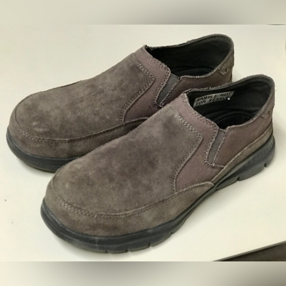 Men’s 9 Steel Toe Suede Canvas HYTEST Memory Foam Slip On Work Shoes